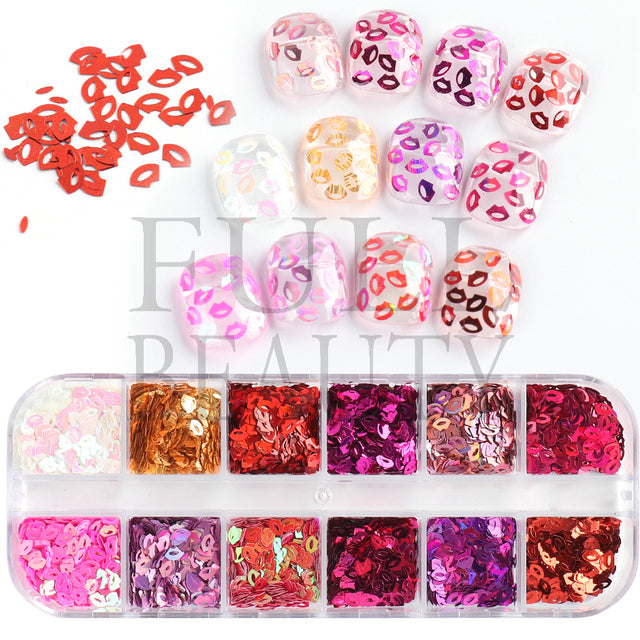 12 Grids Opal Chunky Glitter Powder Mixed Fire Flakes Mermaid Iridescent  Holographic Nail Sequins Flakes Pearl Shell Shimmer Glimmer for Nail Art