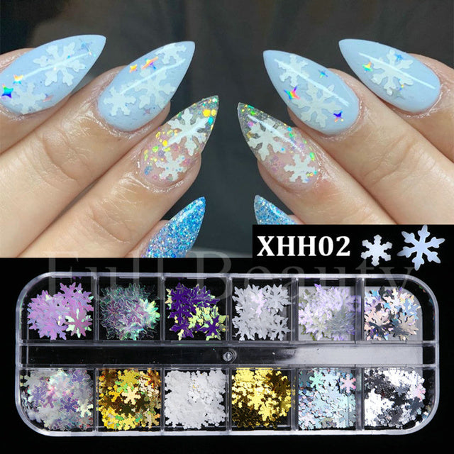 12 Grids Iridescent Nails Aurora Glitter Crystal Fire Flakes Holographic Sparkle Sequins Charms Gel Polish Manicure Flash CHJDP