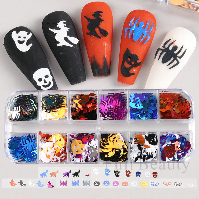 12 Grids Iridescent Nails Aurora Glitter Crystal Fire Flakes Holographic Sparkle Sequins Charms Gel Polish Manicure Flash CHJDP