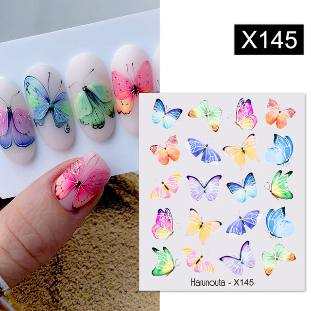 1Pc Spring Water Nail Decal And Sticker Flower Leaf Tree Green Simple Summer DIY Slider For Manicuring Nail Art Watermark