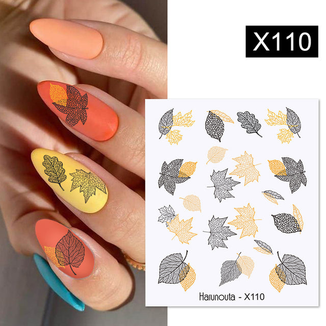 1Pc Spring Water Nail Decal And Sticker Flower Leaf Tree Green Simple Summer DIY Slider For Manicuring Nail Art Watermark