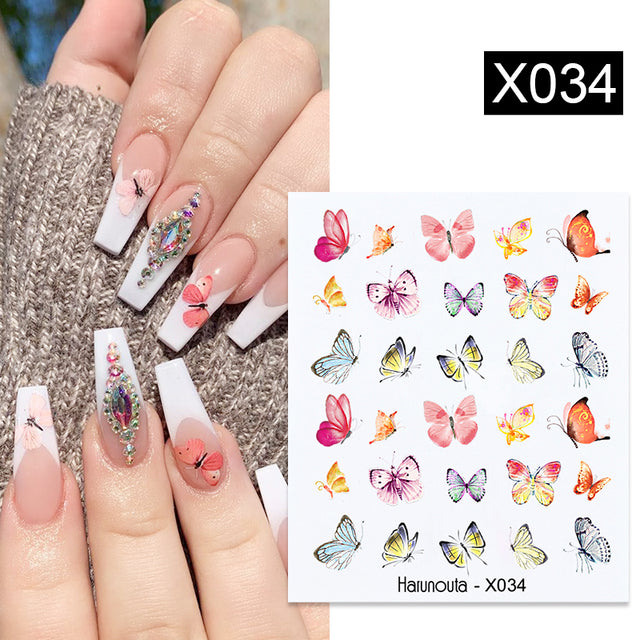 1Pc Spring Water Nail Decal And Sticker Flower Leaf Tree Green Simple Summer DIY Slider For Manicuring Nail Art Watermark