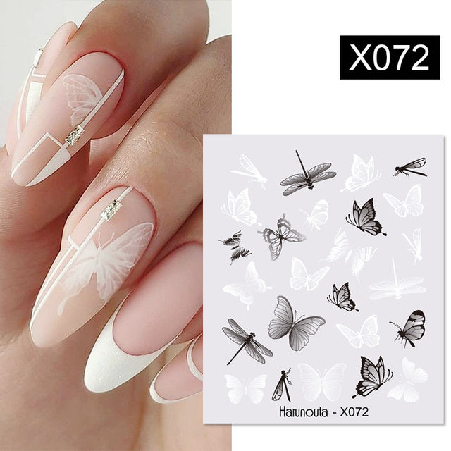 1Pc Spring Water Nail Decal And Sticker Flower Leaf Tree Green Simple Summer DIY Slider For Manicuring Nail Art Watermark