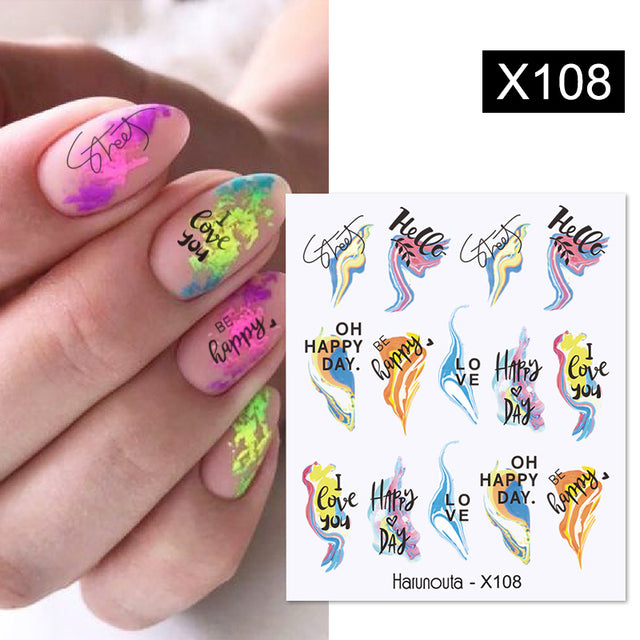 1Pc Spring Water Nail Decal And Sticker Flower Leaf Tree Green Simple Summer DIY Slider For Manicuring Nail Art Watermark