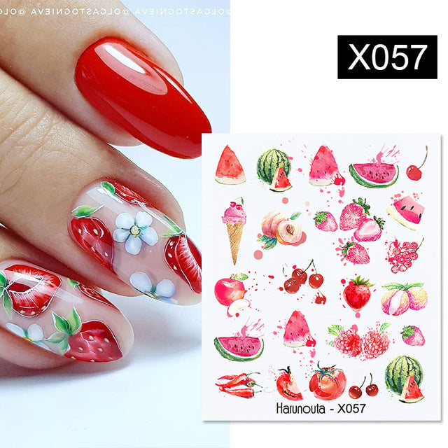 1Pc Spring Water Nail Decal And Sticker Flower Leaf Tree Green Simple Summer DIY Slider For Manicuring Nail Art Watermark