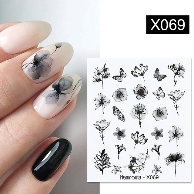 1Pc Spring Water Nail Decal And Sticker Flower Leaf Tree Green Simple Summer DIY Slider For Manicuring Nail Art Watermark