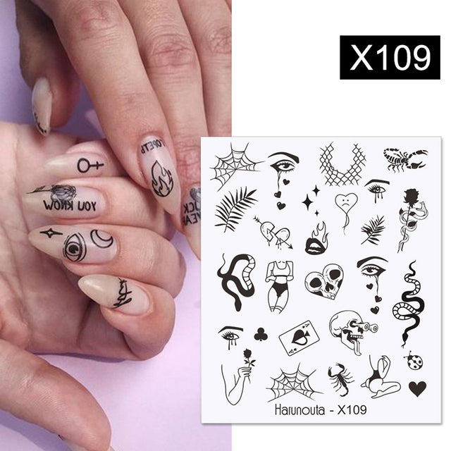 1Pc Spring Water Nail Decal And Sticker Flower Leaf Tree Green Simple Summer DIY Slider For Manicuring Nail Art Watermark