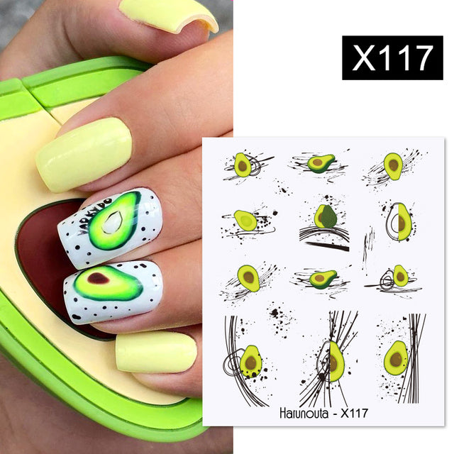 1Pc Spring Water Nail Decal And Sticker Flower Leaf Tree Green Simple Summer DIY Slider For Manicuring Nail Art Watermark