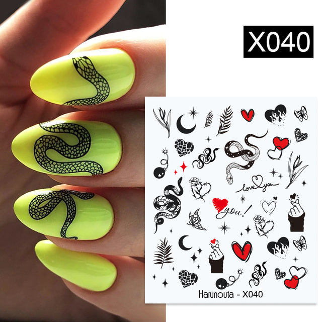 1Pc Spring Water Nail Decal And Sticker Flower Leaf Tree Green Simple Summer DIY Slider For Manicuring Nail Art Watermark