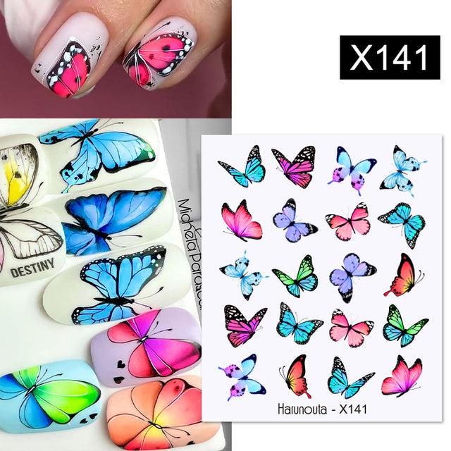 1Pc Spring Water Nail Decal And Sticker Flower Leaf Tree Green Simple Summer DIY Slider For Manicuring Nail Art Watermark