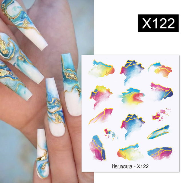 1Pc Spring Water Nail Decal And Sticker Flower Leaf Tree Green Simple Summer DIY Slider For Manicuring Nail Art Watermark