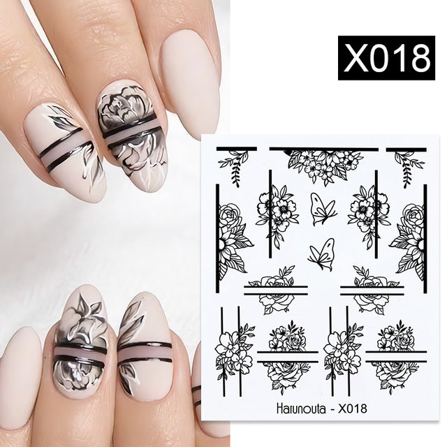 1Pc Spring Water Nail Decal And Sticker Flower Leaf Tree Green Simple Summer DIY Slider For Manicuring Nail Art Watermark