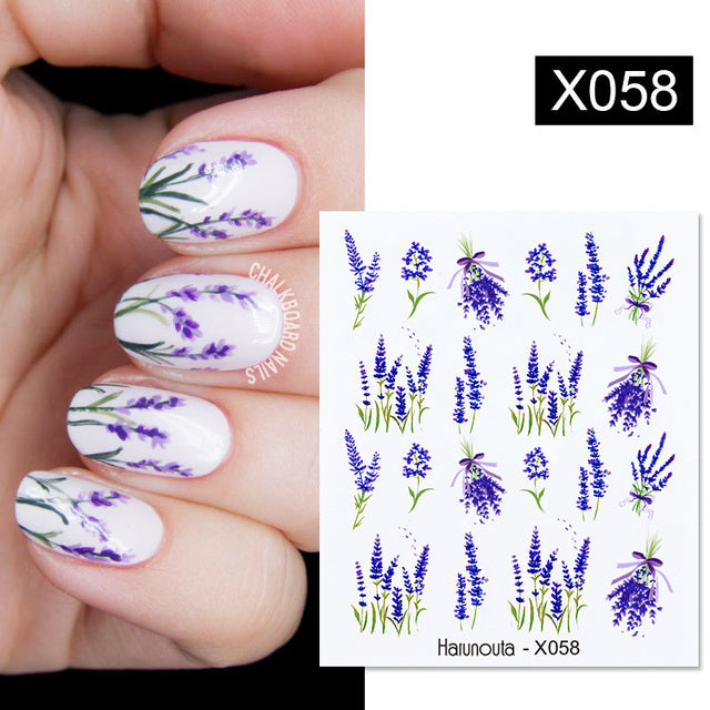 1Pc Spring Water Nail Decal And Sticker Flower Leaf Tree Green Simple Summer DIY Slider For Manicuring Nail Art Watermark