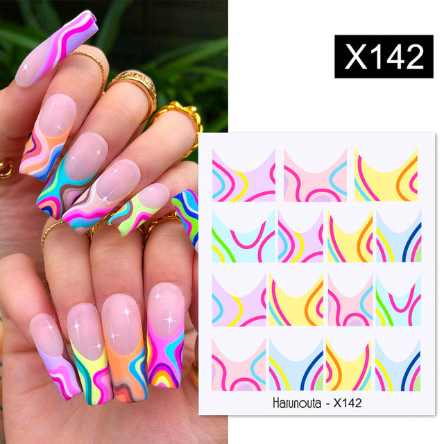 1Pc Spring Water Nail Decal And Sticker Flower Leaf Tree Green Simple Summer DIY Slider For Manicuring Nail Art Watermark