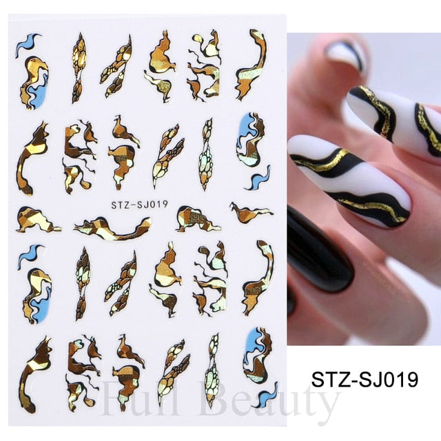 3D Fall Nail Stickers Gold Leaf Cotton Flowers Transfer Decals Nail Adhesive Sliders Manicure 2022 Autumn Decorations TRSTZ-SJ