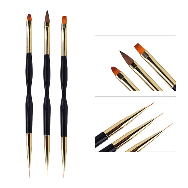 3Pcs French Stripe Nail Art Liner Brush Set 3D Tips Line Stripes DIY Drawing Pen UV Gel Brushes Painting Pen Manicure Tools