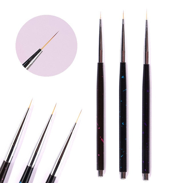 3Pcs French Stripe Nail Art Liner Brush Set 3D Tips Line Stripes DIY Drawing Pen UV Gel Brushes Painting Pen Manicure Tools