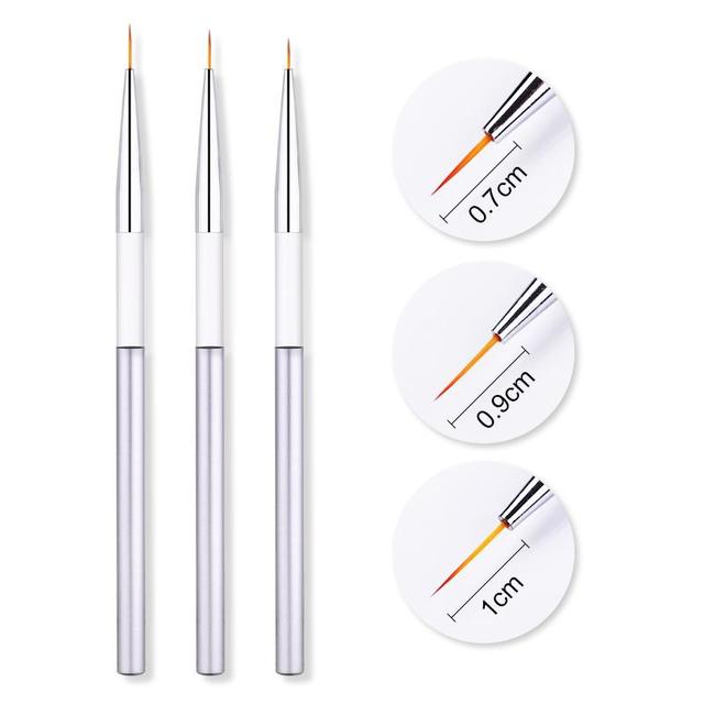 3Pcs French Stripe Nail Art Liner Brush Set 3D Tips Line Stripes DIY Drawing Pen UV Gel Brushes Painting Pen Manicure Tools