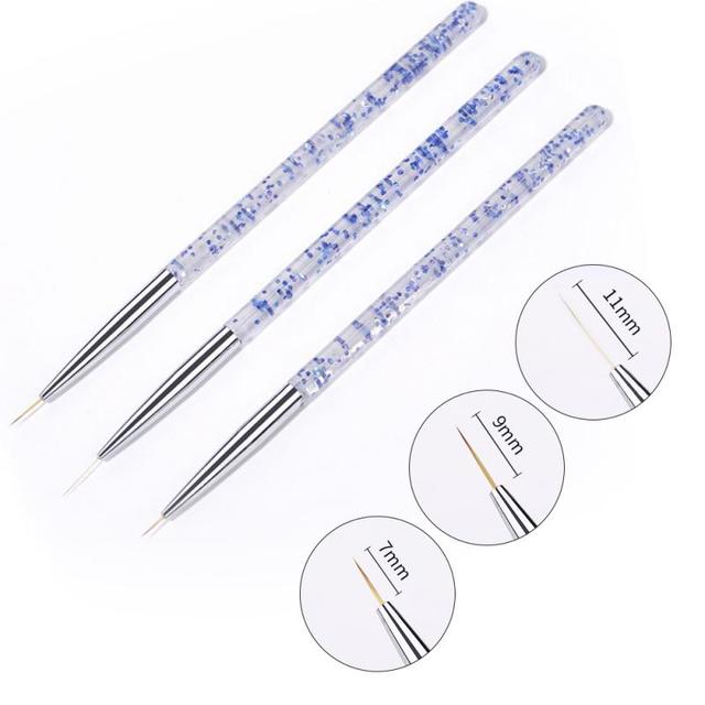 3Pcs French Stripe Nail Art Liner Brush Set 3D Tips Line Stripes DIY Drawing Pen UV Gel Brushes Painting Pen Manicure Tools