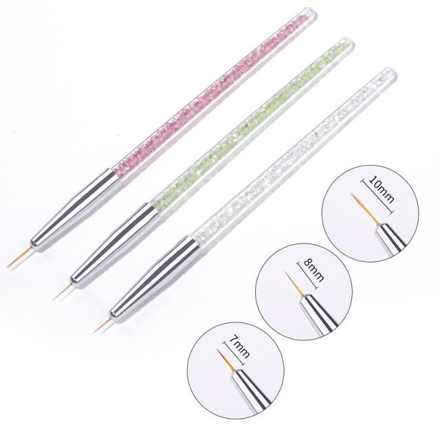 3Pcs French Stripe Nail Art Liner Brush Set Tips Ultra-thin Line Drawing Pen Dual End UV Gel Painting Brushes Manicure Tools