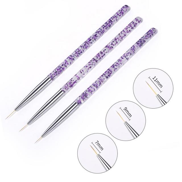 3Pcs French Stripe Nail Art Liner Brush Set Tips Ultra-thin Line Drawing Pen Dual End UV Gel Painting Brushes Manicure Tools