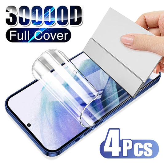 4Pcs Hydrogel Film For Samsung Galaxy S10 S20 S21 S22 Plus Ultra FE Note 20 9 10 Plus A52S A12 A53 A51 A50 Screen Protector