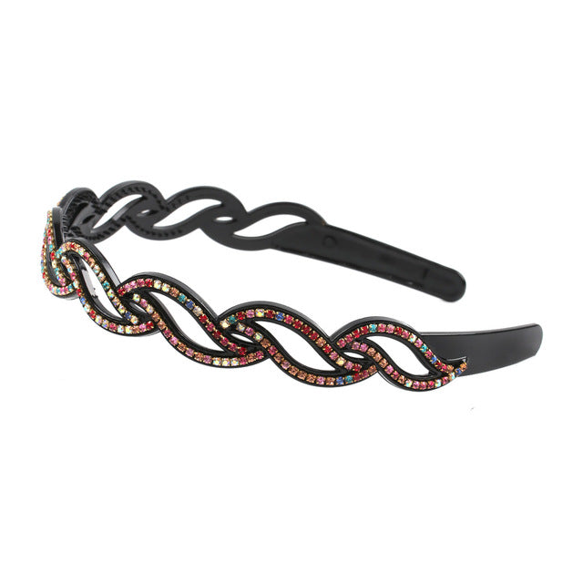 Fashion Pearl Non-Slip Rhinestone Hairbands Elastic Flower Women Hair Hoop Bands Headband Bezel Girls Hair Accessories Headdress