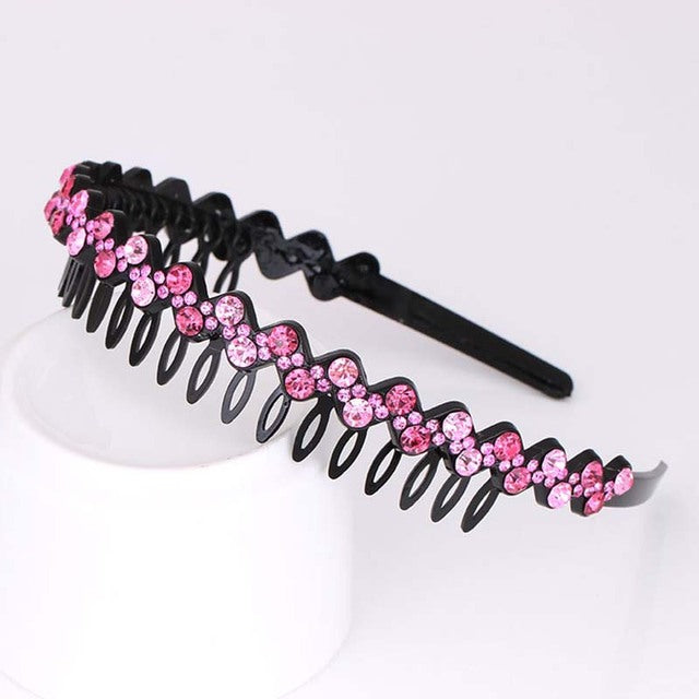 Fashion Pearl Non-Slip Rhinestone Hairbands Elastic Flower Women Hair Hoop Bands Headband Bezel Girls Hair Accessories Headdress