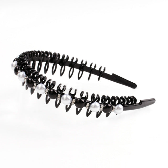 Fashion Pearl Non-Slip Rhinestone Hairbands Elastic Flower Women Hair Hoop Bands Headband Bezel Girls Hair Accessories Headdress
