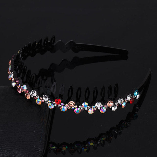 Fashion Pearl Non-Slip Rhinestone Hairbands Elastic Flower Women Hair Hoop Bands Headband Bezel Girls Hair Accessories Headdress