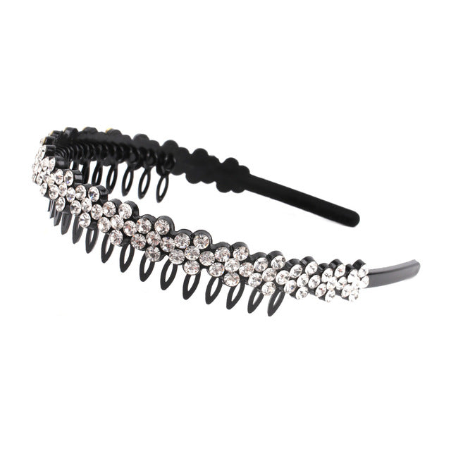 Fashion Pearl Non-Slip Rhinestone Hairbands Elastic Flower Women Hair Hoop Bands Headband Bezel Girls Hair Accessories Headdress