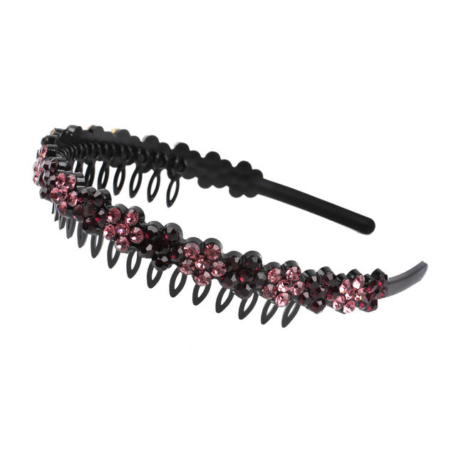 Fashion Pearl Non-Slip Rhinestone Hairbands Elastic Flower Women Hair Hoop Bands Headband Bezel Girls Hair Accessories Headdress