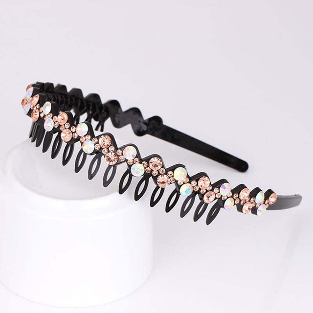 Fashion Pearl Non-Slip Rhinestone Hairbands Elastic Flower Women Hair Hoop Bands Headband Bezel Girls Hair Accessories Headdress