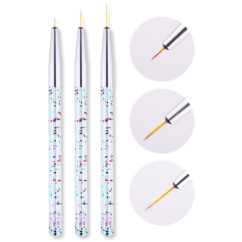 3Pcs French Stripe Nail Art Liner Brush Set 3D Tips Line Stripes DIY Drawing Pen UV Gel Brushes Painting Pen Manicure Tools