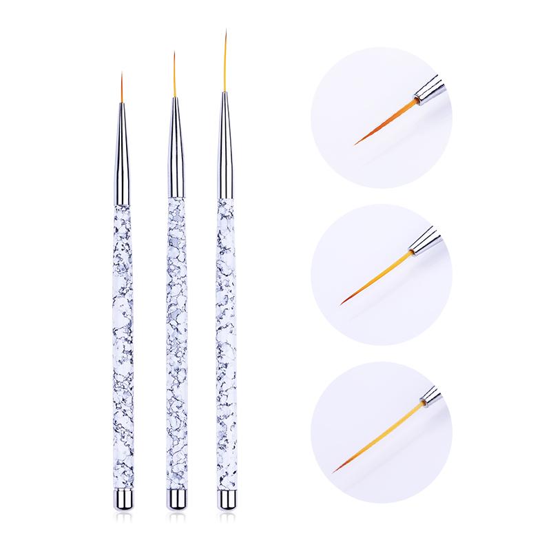 3Pcs French Stripe Nail Art Liner Brush Set Tips Ultra-thin Line Drawing Pen Dual End UV Gel Painting Brushes Manicure Tools