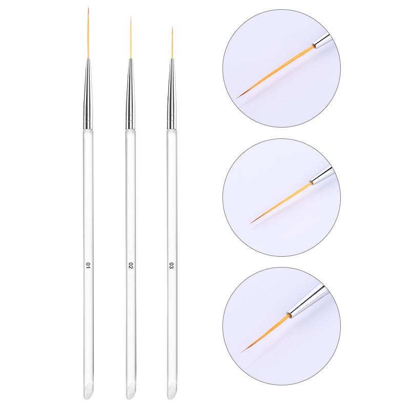 3Pcs French Stripe Nail Art Liner Brush Set Tips Ultra-thin Line Drawing Pen Dual End UV Gel Painting Brushes Manicure Tools