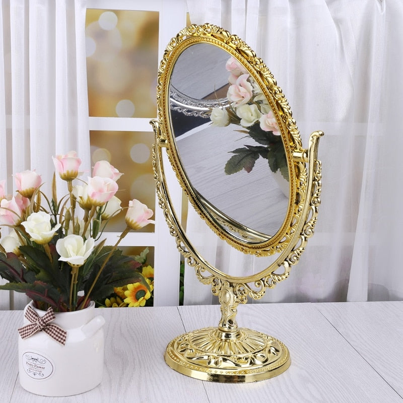 2023 New 2 Sides Makeup Mirror Stand Table Cosmetic Mirror Plastic Dresser Mirrors Tools