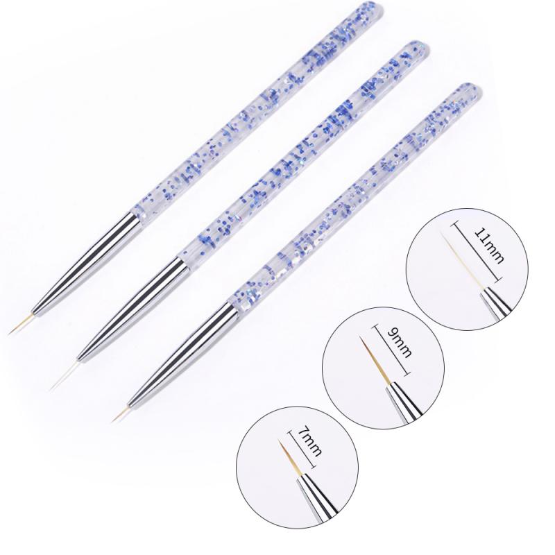 3Pcs French Stripe Nail Art Liner Brush Set 3D Tips Line Stripes DIY Drawing Pen UV Gel Brushes Painting Pen Manicure Tools