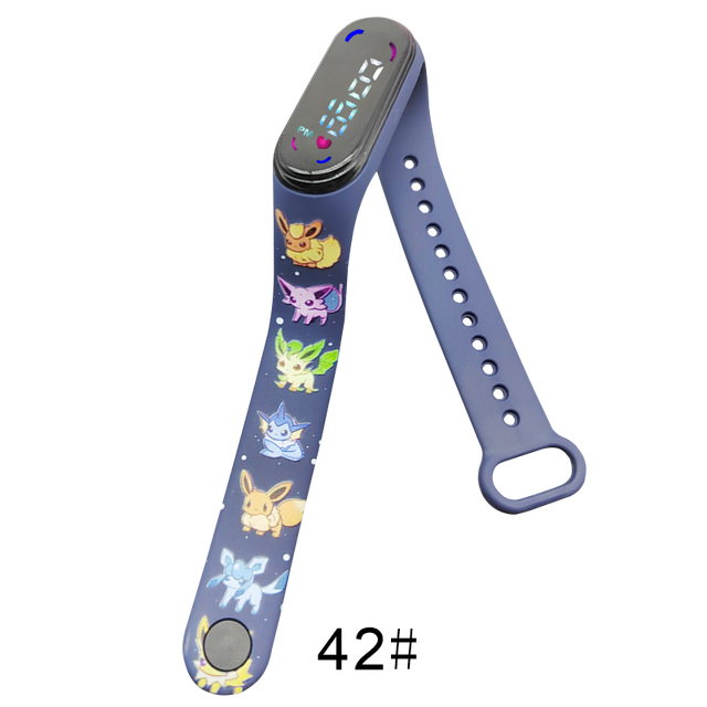 Pokemon Digital Watch Anime Pikachu Squirtle Eevee Charizard Student Silicone LED Watch Kids Puzzle Toys Children Birthday Gifts