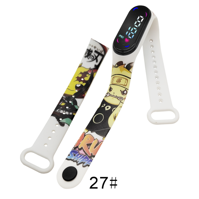 Pokemon Digital Watch Anime Pikachu Squirtle Eevee Charizard Student Silicone LED Watch Kids Puzzle Toys Children Birthday Gifts