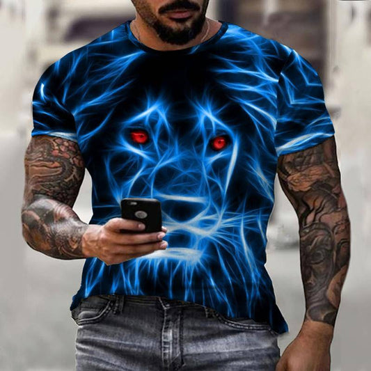 Prairie Cross Fun Lion King Summer Colorful Casual Men&#39;s T-Shirt 3D Fashion Print Men&#39;s Street Top Short Sleeve