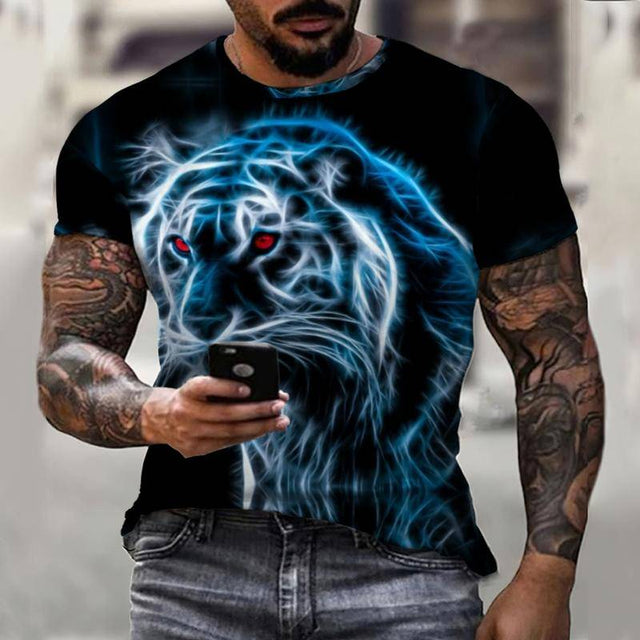 Prairie Cross Fun Lion King Summer Colorful Casual Men&#39;s T-Shirt 3D Fashion Print Men&#39;s Street Top Short Sleeve