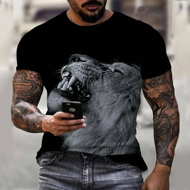 Prairie Cross Fun Lion King Summer Colorful Casual Men&#39;s T-Shirt 3D Fashion Print Men&#39;s Street Top Short Sleeve