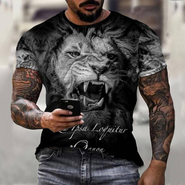 Prairie Cross Fun Lion King Summer Colorful Casual Men&#39;s T-Shirt 3D Fashion Print Men&#39;s Street Top Short Sleeve