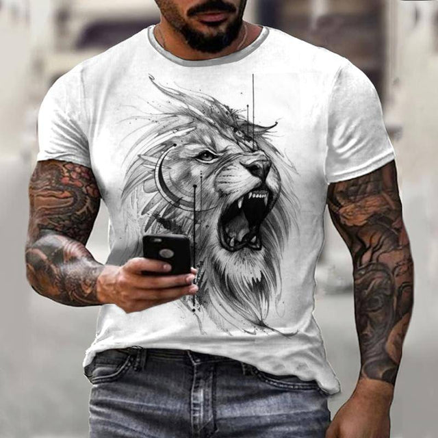 Prairie Cross Fun Lion King Summer Colorful Casual Men&#39;s T-Shirt 3D Fashion Print Men&#39;s Street Top Short Sleeve