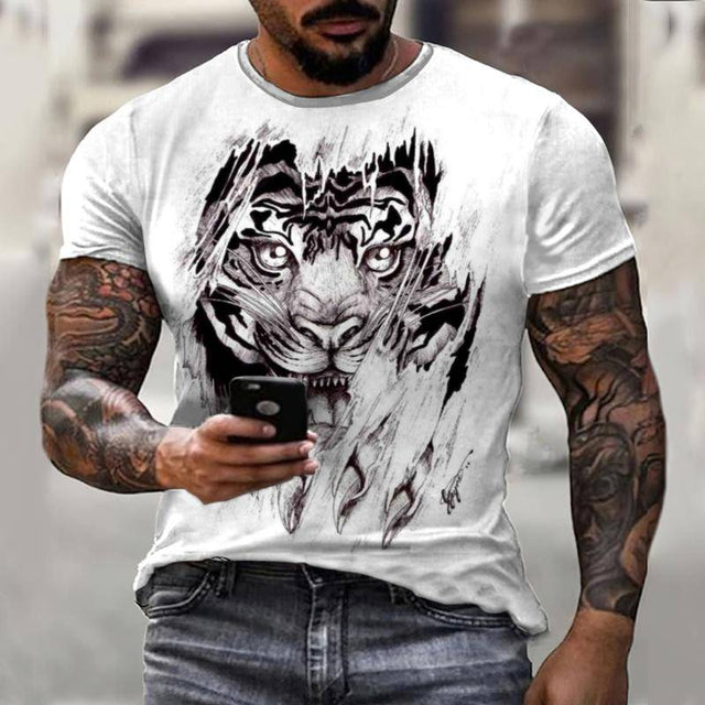 Prairie Cross Fun Lion King Summer Colorful Casual Men&#39;s T-Shirt 3D Fashion Print Men&#39;s Street Top Short Sleeve
