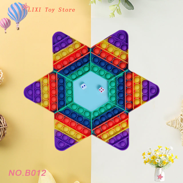 Rainbow Push Bubble Pop Fidget Stress Relief Squeeze Ball Toy for Kid Children Antistress Game Hand Simple Dimple Relax Adult