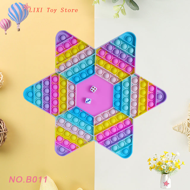 Rainbow Push Bubble Pop Fidget Stress Relief Squeeze Ball Toy for Kid Children Antistress Game Hand Simple Dimple Relax Adult