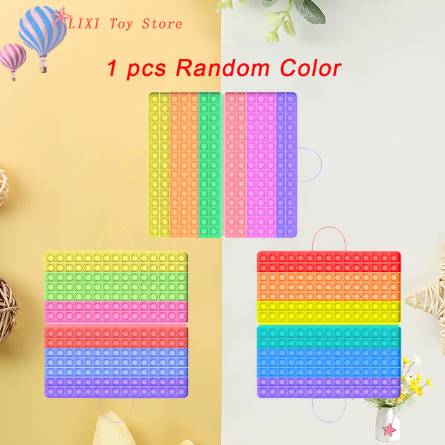 Rainbow Push Bubble Pop Fidget Stress Relief Squeeze Ball Toy for Kid Children Antistress Game Hand Simple Dimple Relax Adult