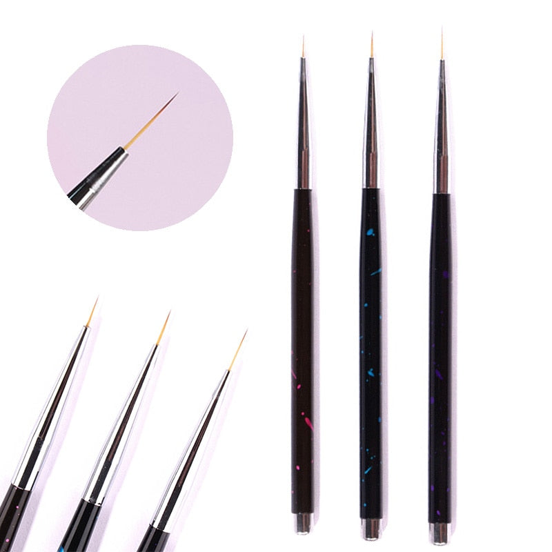 3Pcs French Stripe Nail Art Liner Brush Set Tips Ultra-thin Line Drawing Pen Dual End UV Gel Painting Brushes Manicure Tools